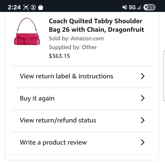 Tabby 26 genuine leather dragonfruit color Coach crossbody or shoulder bag - Picture 2 of 7